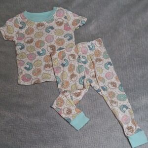 Colorful Donut Print Kids Pajamas- 2T